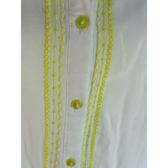 Ali & Kris Women's L Sleeveless White Lime Green 100% Rayon Blouse Boho - Picture 3 of 8